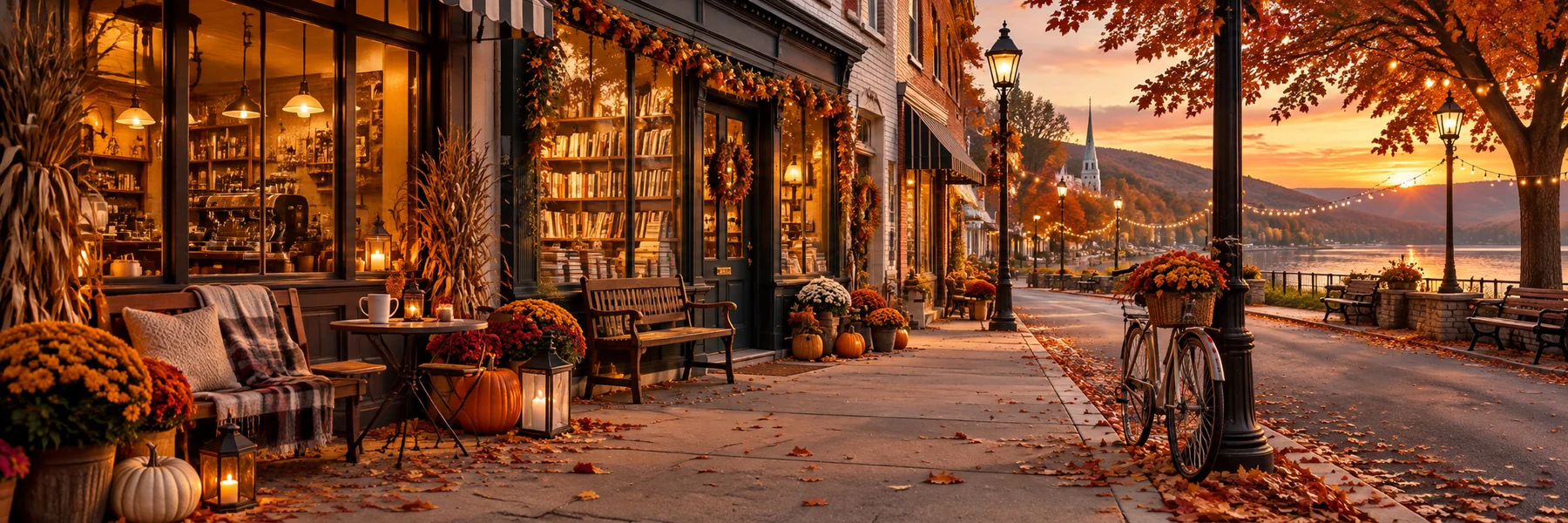Cozy main street life setting